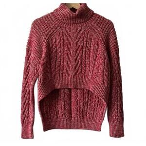C/MEO COLLECTIVE Up Together Knit Sweater in Red‎ Cable Knit Cotton size medium